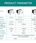 Table showing product parameters of Portable Oil-Free Diaphragm Vacuum Pump for Lab Filtration and Distillation, 0.075-0.085 MPa