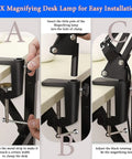 Installation steps for 15X Magnifying Desk Lamp With Clamp Real Glass Lens 84 LED Illumination assembly