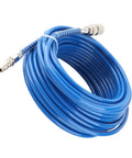 Straight Up Top Rated Heavy Duty Ultra Tough Air Compressor Hose Polyurethane Pneumatic Super Resilient Tubing Ideal For Construction Sites Auto Shops And Garages 20 Meters Long Quarter Inch NPT Blue Fittings Work Horse Gear Proven Performance coiled blue polyurethane air compressor hose with metal quick-connect fittings