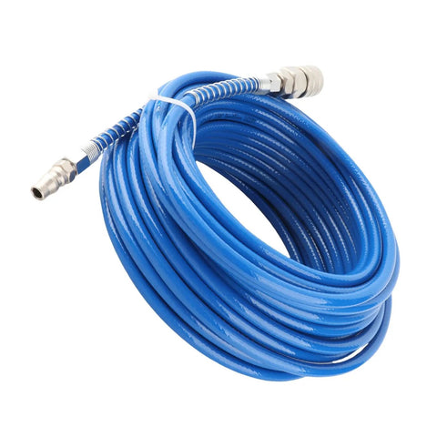 Straight Up Top Rated Heavy Duty Ultra Tough Air Compressor Hose Polyurethane Pneumatic Super Resilient Tubing Ideal For Construction Sites Auto Shops And Garages 20 Meters Long Quarter Inch NPT Blue Fittings Work Horse Gear Proven Performance coiled blue polyurethane air compressor hose with metal quick-connect fittings