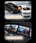 Image showing 4K Front And Rear Dash Cam For Cars With 1080P Rear Camera displaying G-Sensor lock and loop recording features.