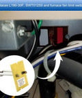 Furnace Limit Switch 3 Inch Insert C340056P04 Replacement Part for Trane heaters shown installed in furnace system.