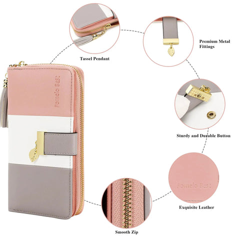 RFID Blocking Large Capacity Womens Bifold Wallet With ID Window Zipper Coin Pocket Dope Ice Cream Design Vegan PU Leather