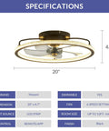 20 Inch Low Profile Ceiling Fan With Lights And Remote Dope Black Finish Modern Ceiling Fan for bedroom