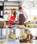 Kitchen scene with people cooking and 20 Pack 4oz Clear Plastic Jars With Lids Wide Mouth Refillable Storage Containers displayed.