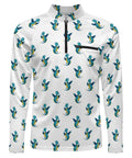 Front view of Mens Dragon Sun Protection Long Sleeve Shirt With Quarter Zip Chin Guard Breathable 140g Mesh Fabric design
