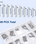 All In One Quick Release Watch Band Pins Kit With 100 Pieces Of 14 To 24mm Spring Bars, Premium 316L Stainless Steel, storage box