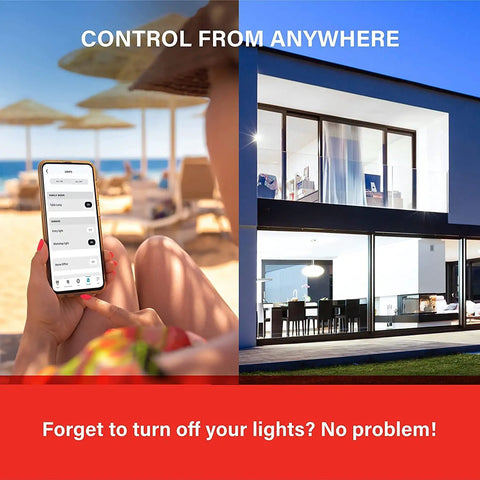 Person using phone app to control Alexa Compatible Daylight LED Bulbs 12 Pack With Bluetooth Mesh Smart Home Lighting remotely.