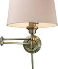 Westbrook 14.5 Inch High 1 Light Swing Arm Sconce in Antique Brass Finish with adjustable arm and modern vintage style