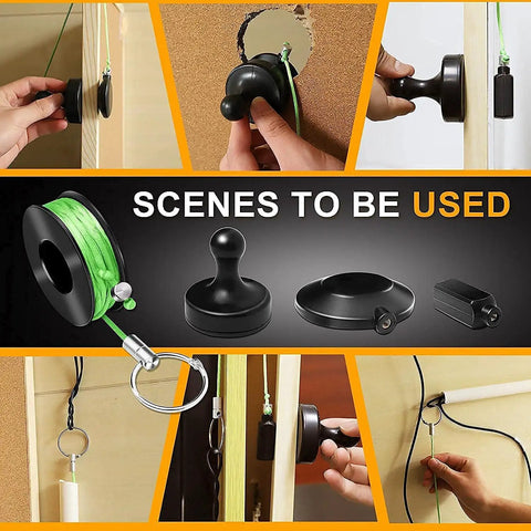 Demonstrating Magnetic Wire Puller Kit With Handle For Easy Cable Routing Through Walls And Floors Electricians System use