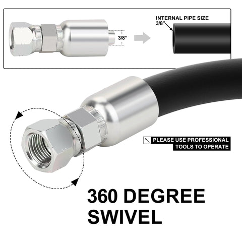 3/8 in JIC 37° female swivel hydraulic hose fittings, chrome steel, 360° swivel, 10 pcs