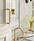 Balata 5 1/16 Inch Center To Center Champagne Bronze Cabinet Pull on ivory cabinet near gold faucet