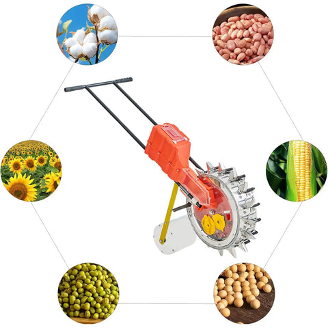 Hand Push Row Seeder With 16 Hole Planter No-Fuss Seed Sowing And Fertilizer Applicator for various crops in garden beds