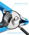 Close-up of 2 Inch Heavy Duty Spring Clamps Set 30 Pack For Woodworking Crafts Photography Backdrops Muslin Studio Clips Nickel Plated Steel With Non Marking PVC Coated Tips Pro Grade For Pros And DIYers showing spring details.