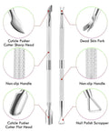 5 In 1 Cuticle Care Kit With Stainless Steel Trimmer Pusher Nipper Dead Skin Fork And Triangle Nail Scraper close-up details