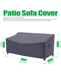 Heavy Duty Waterproof UV Resistant I Shape 3 Seater Patio Sofa Cover With Drawstring Hem And Windproof Adjustable Leg Straps Grey