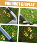 Set Of Five Premium Brass Golf Shaft Adapter Shims And Universal Shaft Spacers for Adjustable Iron Wedge Extensions on grass.