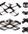 Deformable 12 Panel 200W LED Garage Light With 20000 Lumens 6500K Daylight Plug In E26 E27 Base Ceiling Lamp