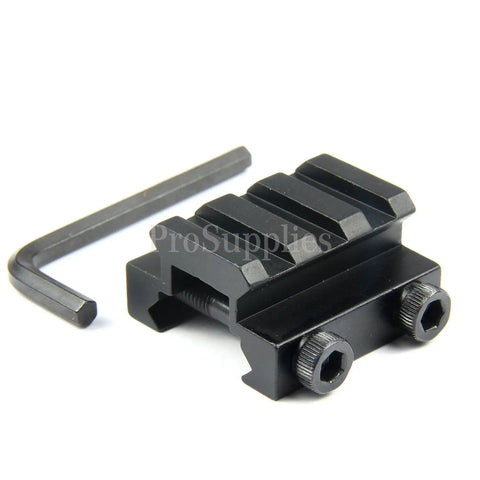 Rock Solid Half Inch Flat Top Riser Block Mount With 3 Slot Picatinny Rail for Weaver Systems, aluminum, shown with hex key