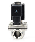 Front view of 1/2 Inch Stainless Steel Solenoid Valve, 110V AC Normally Closed Electric Valve with Viton Seal and Junction Box