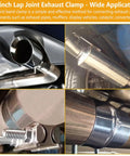2.5 Inch Exhaust Clamp Set Built Tough From 304 Stainless Steel Lap Joint Band Clamps For 2.5 Inch OD To 2.5 Inch ID Exhaust Pipe Repair 2 Pack