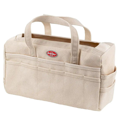 Original Rigger Bag Tool Organizer With 30 Pockets And Rigid 24 Oz Duckwear Canvas Bottom Heavy Duty Web Handles Beige Classic Rigging Tool Carrier For Construction And Trades