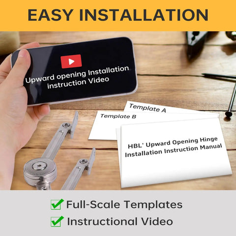 2 Pack Heavy Duty Lid Support Hinges With 110 Degree Free Stop, Tension Adjustable, Supports Up To 50 Lbs installation video and templates