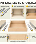 Beefy Heavy Duty Drawer Slides 500 Lb Capacity Full Extension Runners With Lock For Cabinets And Tool Chests Built From Tough Steel Smooth Quiet Glide Industrial Grade Ball Bearings installation diagram, 3.0 in rail height