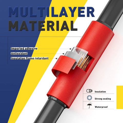 Close-up of red heat shrink tubing with insulation layers showing use for wiring in the Six Color Heat Shrink Tubing Kit With Three Sizes 300 Pieces One Quarter Inch To Three Eighths Inch And Three To One Shrink Ratio For Wiring Harnesses Diy Projects Marine And Automotive Great For Do It Yourselfers.