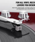 Close-up of Cool Red Belt Drive Turntable For Vinyl Records With Bluetooth Output Connection Compatible With Active Speakers and Wireless Headphones.