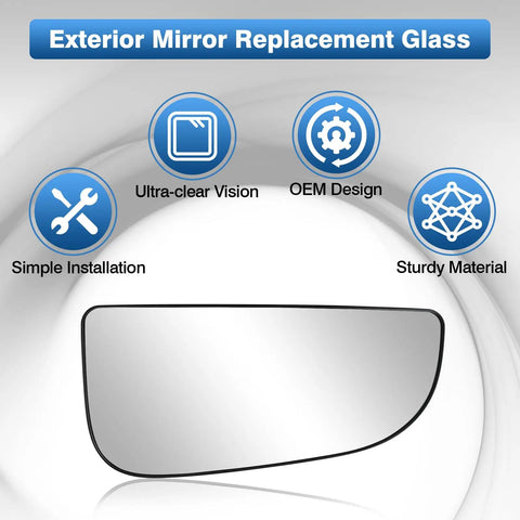 Ram Passenger Right Side Lower Mirror Glass Replacement For 2010-2020 Dodge Ram 1500 2500 3500 4500 5500, conv