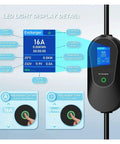 LED display detail of Portable 3600W Electric Vehicle Charger With Type 1 And Type 2 Sae J1772 Connector Wifi Bluetooth Evse.