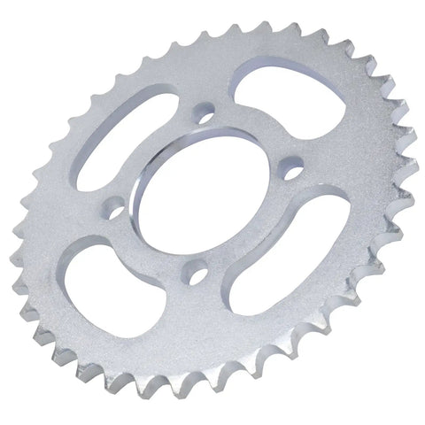 428 Chain And Sprocket Kit with 37 Tooth Rear Sprocket 52mm ID, close-up view of silver metal sprocket for bikes and ATVs