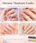 Set of manicured nails showcasing vibrant colors from Airbrush Gel Nail Polish Set With 6 Vibrant Colors For Nails Non Dilution Formula 15ml Bottles Non Acetone Fine Mist Spray For French Ombre Nail Art Salon Kit