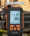 All In One HVAC Digital Vacuum Gauge With Smart Evacuation And Leak Detection Pro Grade Accuracy For Fast Readings In Torr Mbar Hpa InHg Auto Calibration 3 Inch LCD And 7 16 UNF Threads in evacuation mode