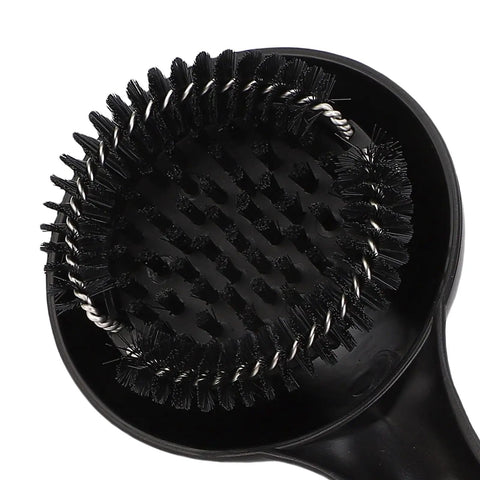 Close-up of Grouphead Cleaning Brush For Espresso Machines 9 Inch Nylon Bristle Brush With Protective Guard And Ergonomic Handle Stainless Steel