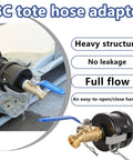 IBC Tote Hose Adapter Kit With 2 Inch Camlock Adapters For 275 And 330 Gallon Totes Includes 2 Coarse And 2 Fine Cam Groove Fittings Brass And Polypropylene Construction Converts To Three Quarter Inch Garden Hose Male Thread, brass valve