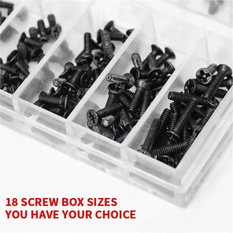 Top Shelf Micro Screw Kit With Dependable Driver Ideal For Glasses Laptops Watches And Electronics Back Covers showing various screw sizes in a clear organizer.