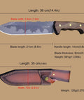 Beefy Fixed Blade Knife With Sheath For Outdoor Hunting Camping And Survival And EDC 6mm Thick Full Tang 21cm Blade dimensions