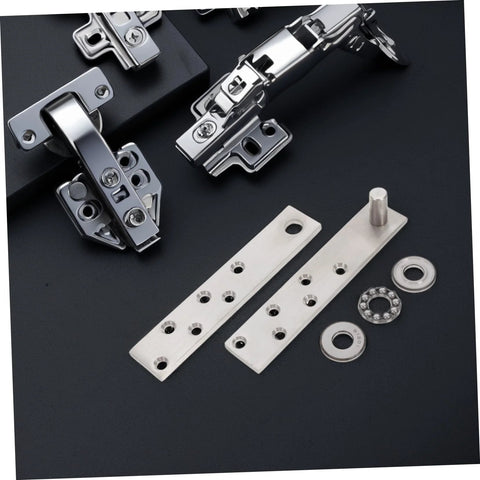Hidden 360 Degree Door Hinge For Secret Bookcase Doors, Heavy Duty Concealed Pivot In Stainless Steel on black background