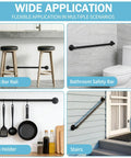 Built Like A Tank 3Ft Metal Industrial Stair Railing With Heavy Duty Black Powder Coated Finish Rust Proof Handrail Support For Indoor Outdoor Workspaces And Country Charm in multiple applications.