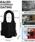Heavy Duty Weather Resistant Padlock With Chain For Fences Gates And Outdoor Gear Anti Theft Hardened Security Chain Lock 6mm Thick