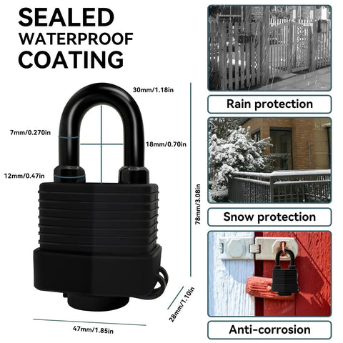 Heavy Duty Weather Resistant Padlock With Chain For Fences Gates And Outdoor Gear Anti Theft Hardened Security Chain Lock 6mm Thick