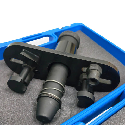 Heavy Duty Axle Shaft Puller Tool For Big Rig Trucks Featuring Quick Lock Adjustable Arms, secure in blue case.