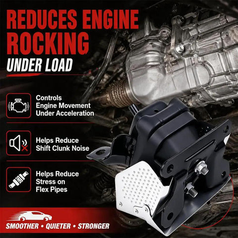 Built Tough Engine Motor Mount Set With Heat Shield For Beast Mode Driving And Smooth Highway Cruising Compatible With Chevy Silverado Tahoe Suburban Gmc Sierra Yukon Cadillac Escalade From 2007 To 2014, showing engine mount reducing vibration.