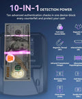 AL 135T Counterfeit Bill Detector Money Checker With Three Inch Digital Screen illustrating detection features with dollar bill