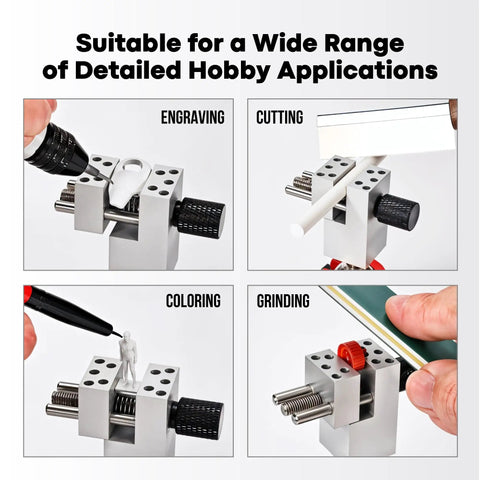 Mini Table Top Vise Clamp For Hobbyists 360 Degree Rotatable Aluminum Alloy Bench Vise with 0 to 2.5 Inch Clamping Range used for engraving, cutting, coloring, grinding.