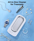 Ultrasonic Jewelry Cleaner Machine With 48KHz Tech Dual Cleaning Modes 350ML 304 Stainless Steel Tank Safe For Jewelry