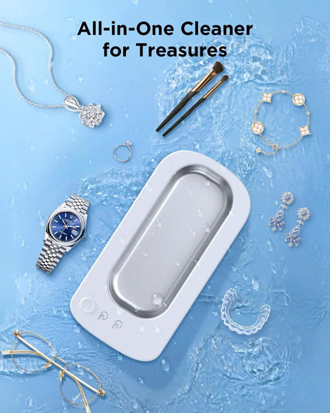 Ultrasonic Jewelry Cleaner Machine With 48KHz Tech Dual Cleaning Modes 350ML 304 Stainless Steel Tank Safe For Jewelry