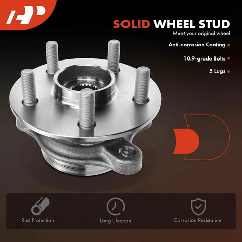 Two Front Wheel Bearing And Hub Assembly Kit For Toyota Corolla 2019 To 2024 And Prius 2016 To 2022, solid wheel stud, 5 lugs